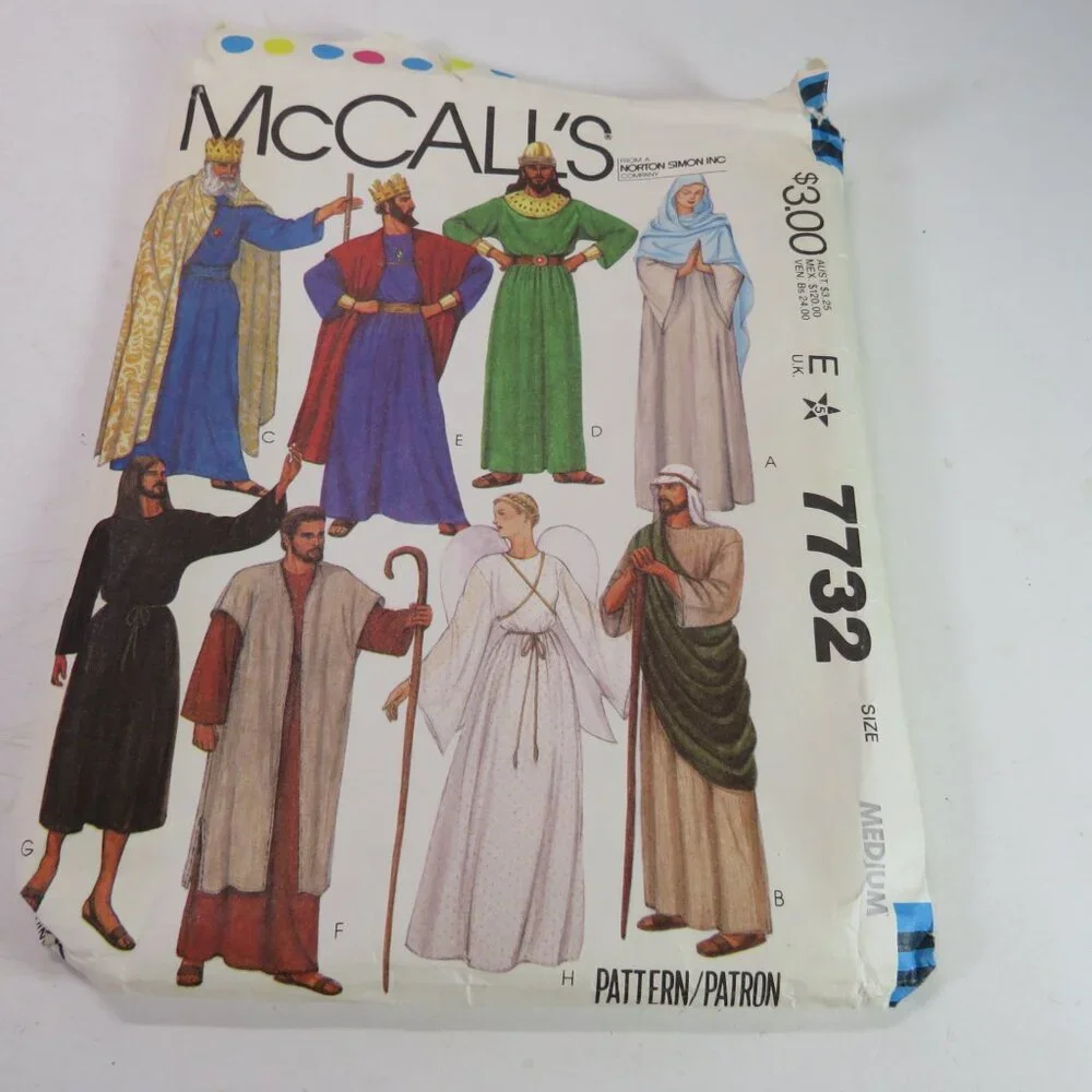 McCalls 7732 Sewing Pattern MED 36 - 38 Nativity Costumes